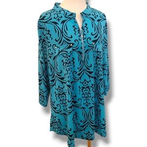 BEPEI - 2XL Aqua Blue Patterned Women's Top